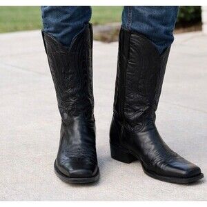 Twisted X Rancher Classics Square Toe Boots Black Full Leather Men's 11.5 Rodeo